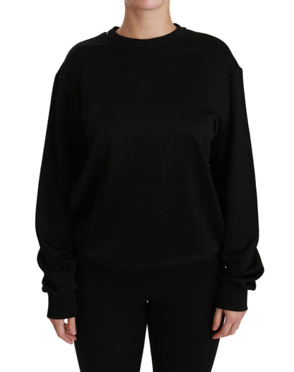 Dolce & Gabbana Elegant Black Cotton Crew Neck Pullover Sweater Dolce & Gabbana