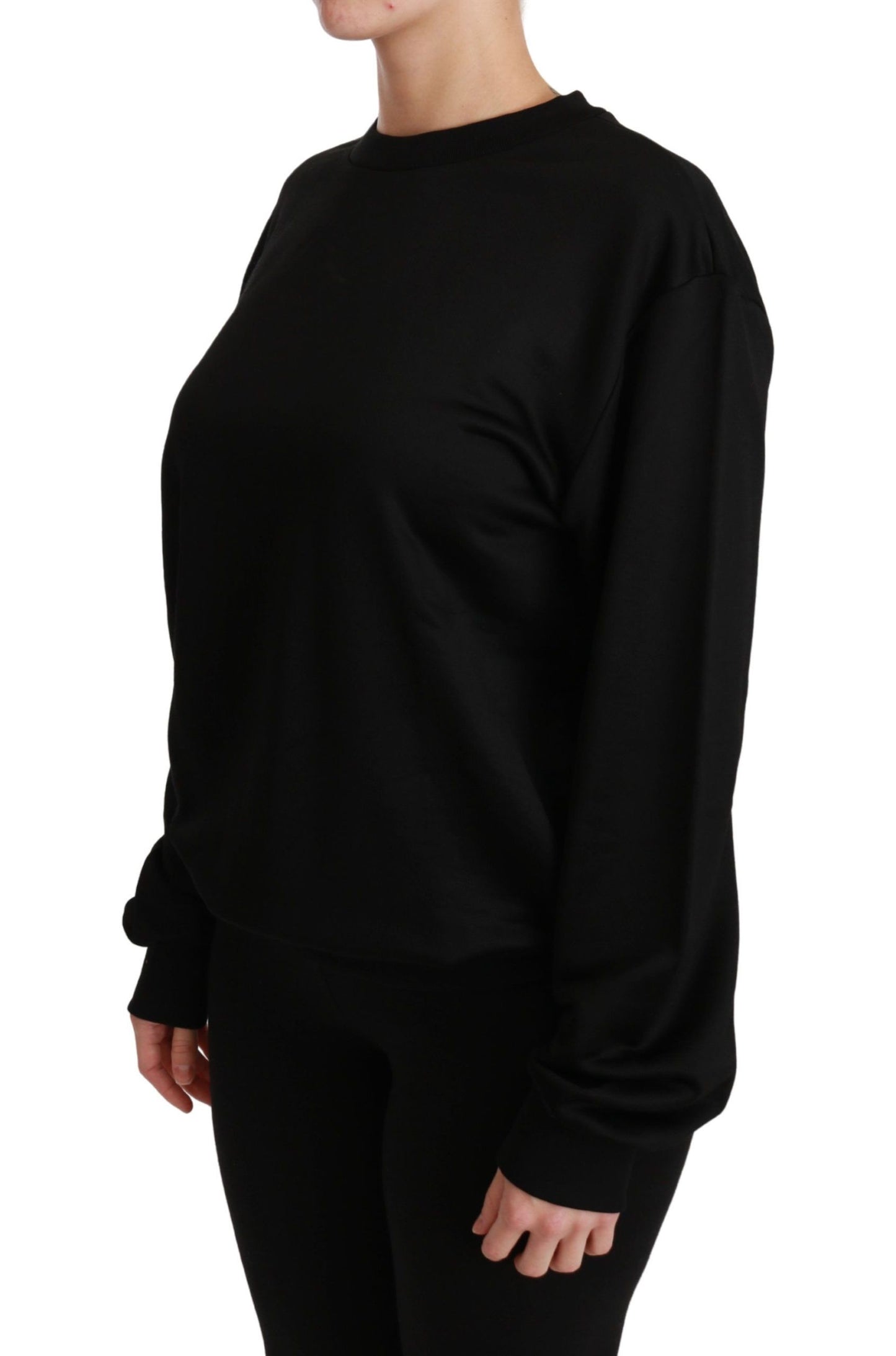 Dolce & Gabbana Elegant Black Cotton Crew Neck Pullover Sweater Dolce & Gabbana