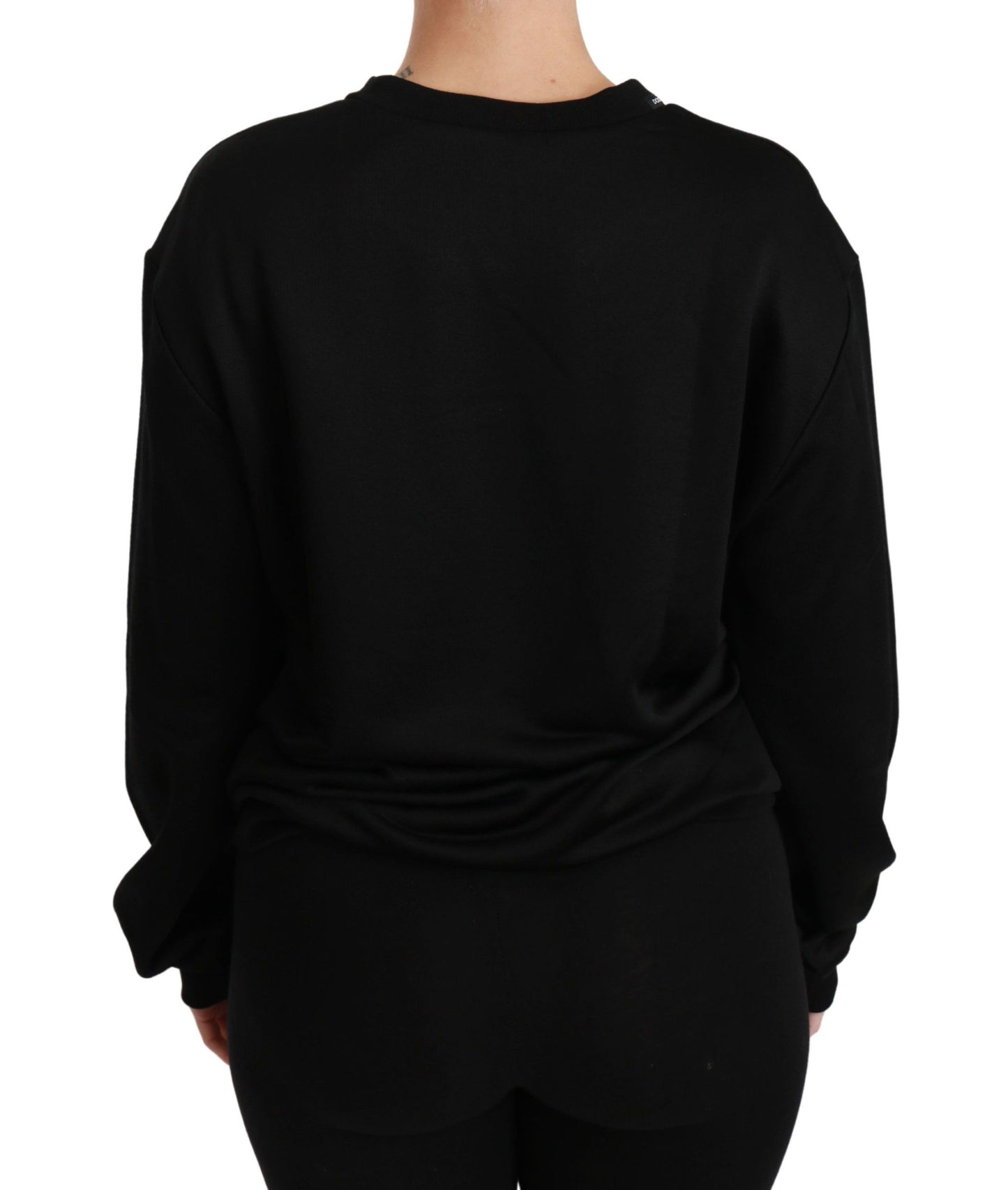 Dolce & Gabbana Elegant Black Cotton Crew Neck Pullover Sweater Dolce & Gabbana