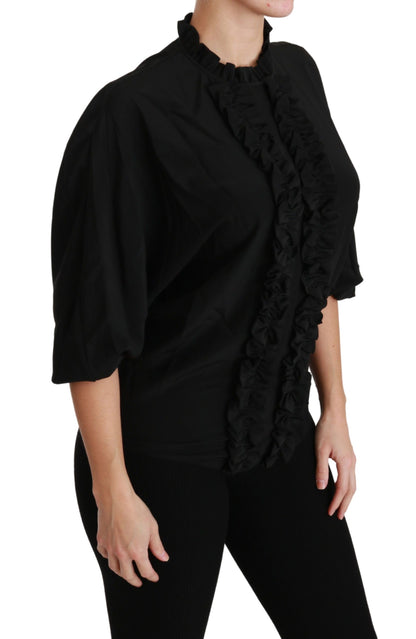 Dolce & Gabbana Elegant Black Silk Short Sleeve Blouse Dolce & Gabbana