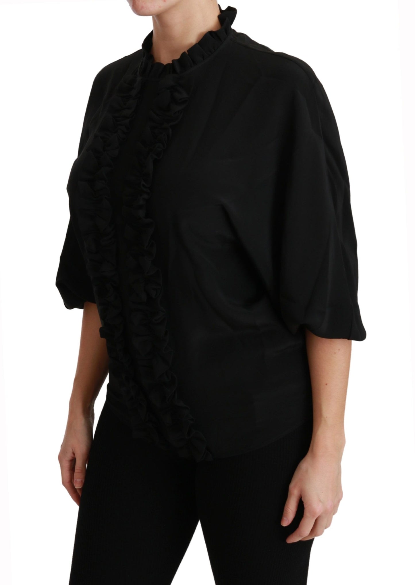 Dolce & Gabbana Elegant Black Silk Short Sleeve Blouse Dolce & Gabbana