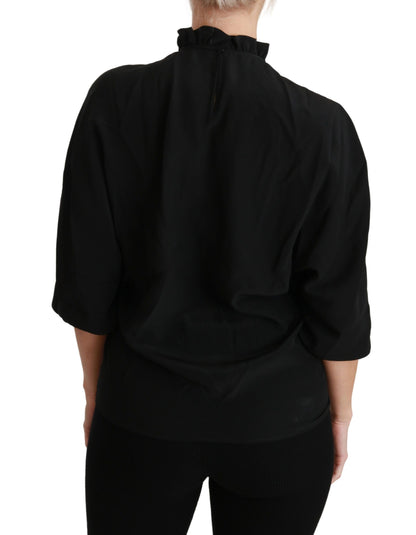 Dolce & Gabbana Elegant Black Silk Short Sleeve Blouse Dolce & Gabbana