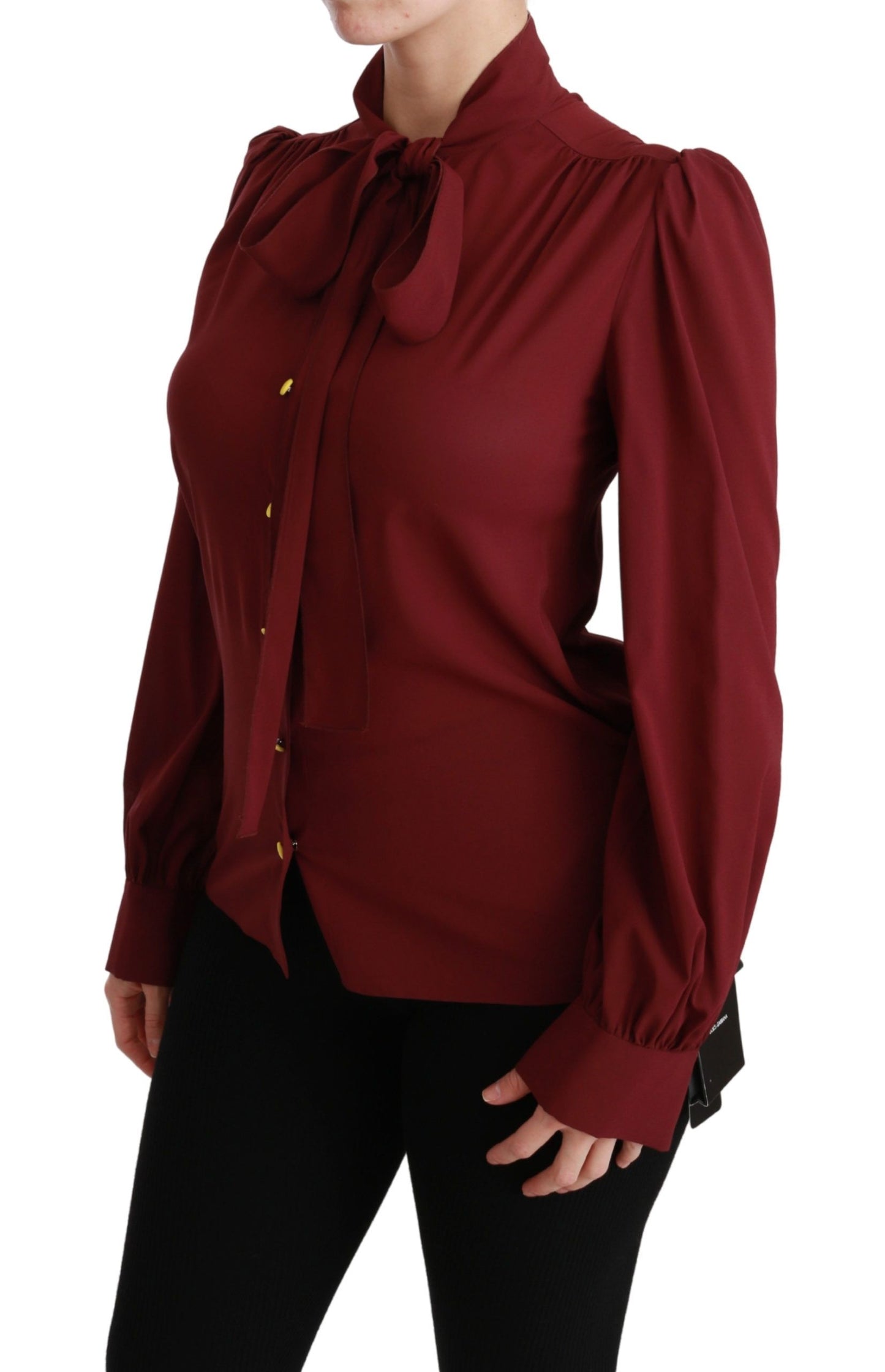 Dolce & Gabbana Elegant Maroon Silk Blend Polo Blouse Dolce & Gabbana