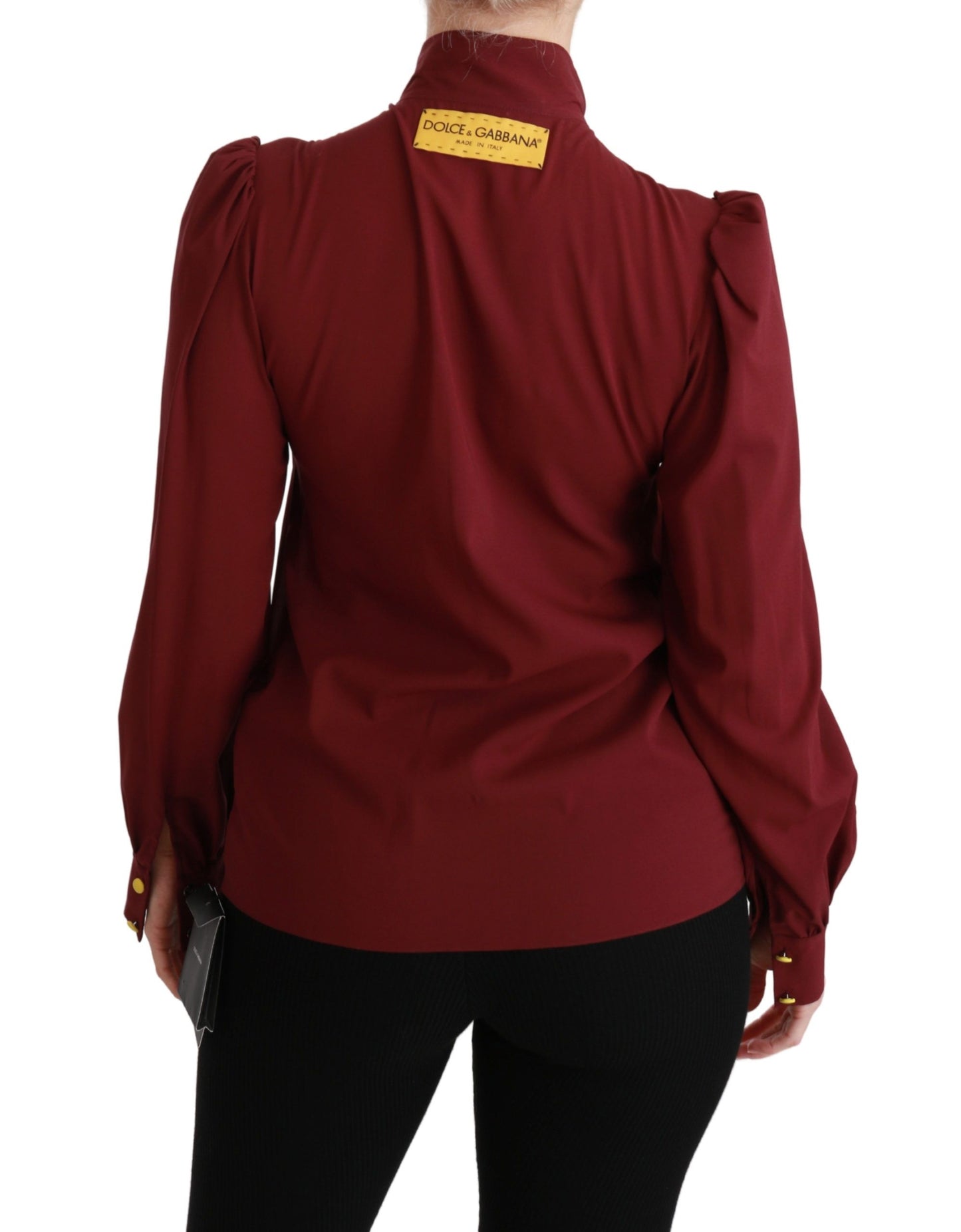 Dolce & Gabbana Elegant Maroon Silk Blend Polo Blouse Dolce & Gabbana