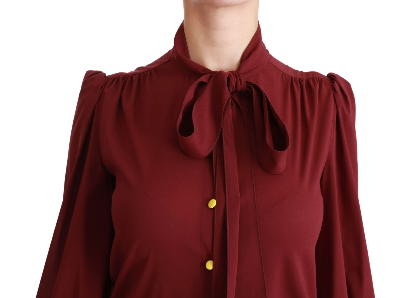 Dolce & Gabbana Elegant Maroon Silk Blend Polo Blouse Dolce & Gabbana