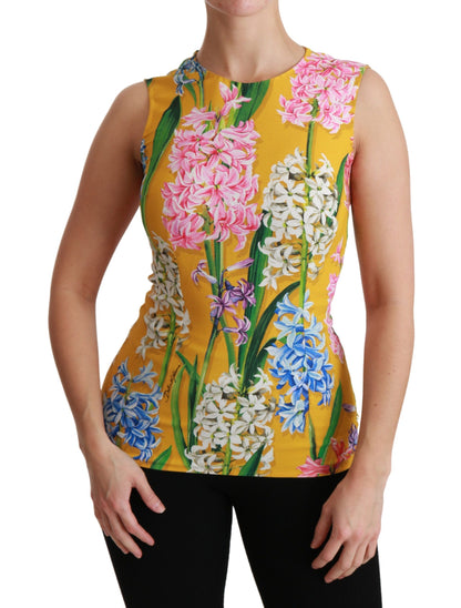 Dolce & Gabbana Sunshine Floral Crewneck Sleeveless Blouse Dolce & Gabbana