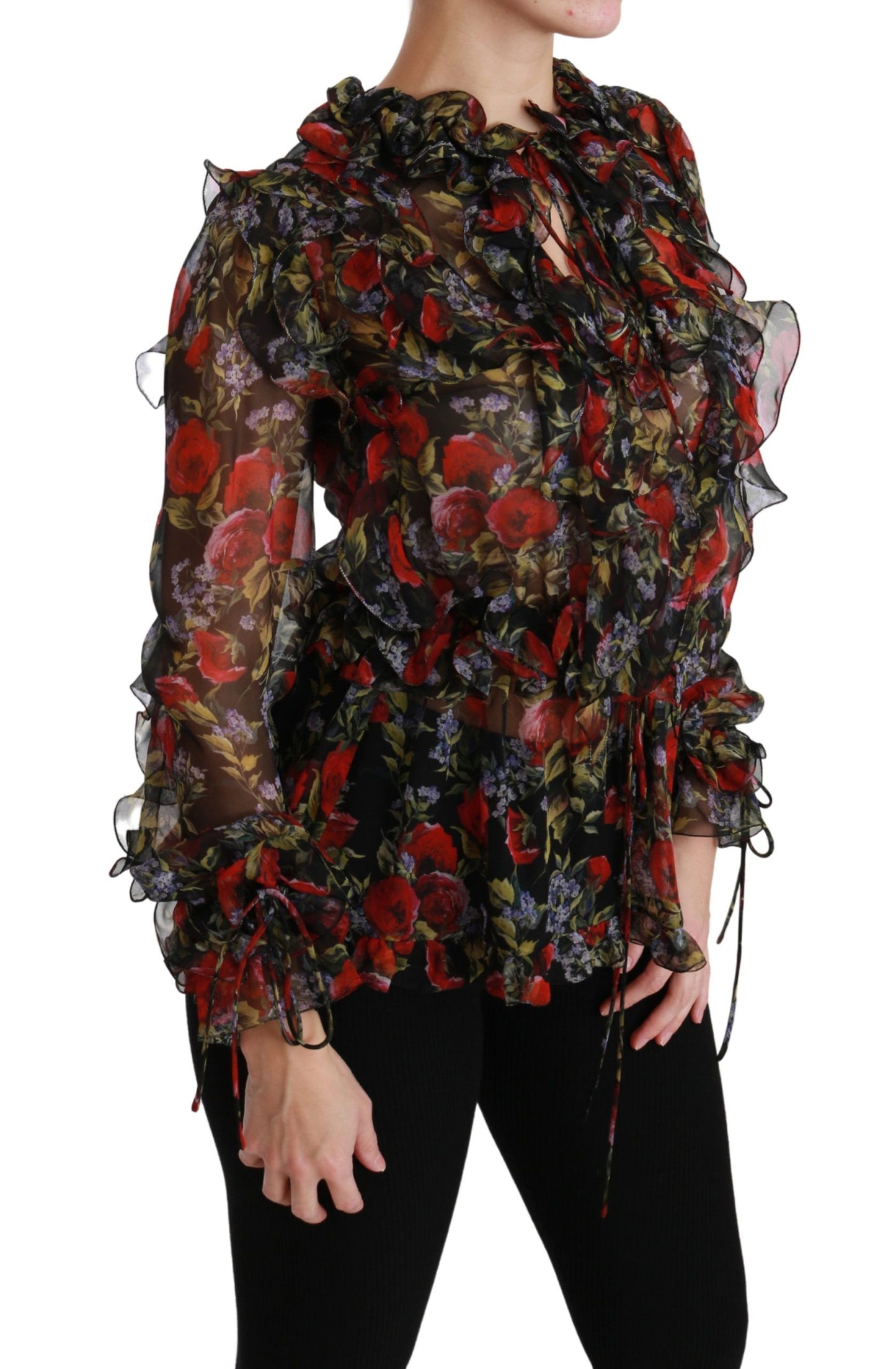 Dolce & Gabbana Elegant Floral Silk Long Sleeve Blouse Dolce & Gabbana