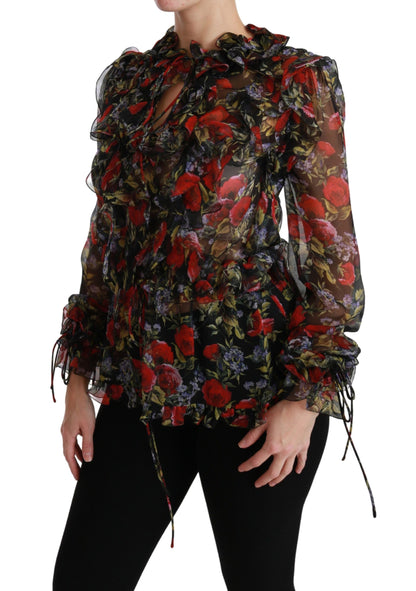 Dolce & Gabbana Elegant Floral Silk Long Sleeve Blouse Dolce & Gabbana