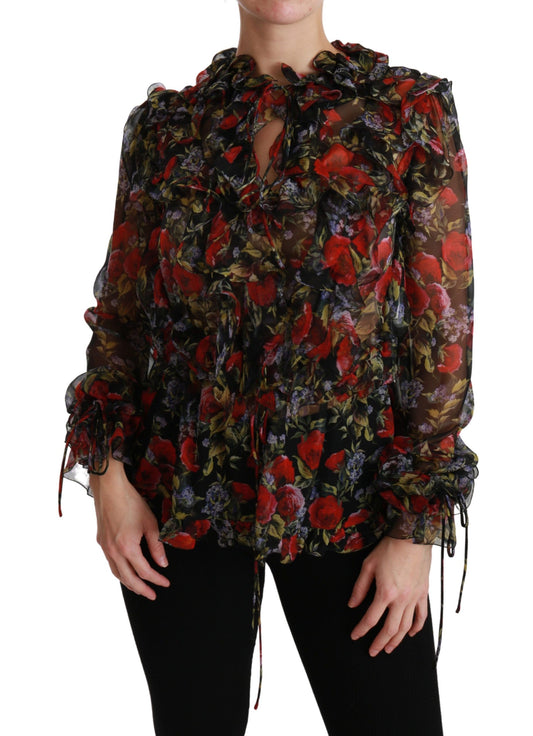 Dolce & Gabbana Elegant Floral Silk Long Sleeve Blouse Dolce & Gabbana