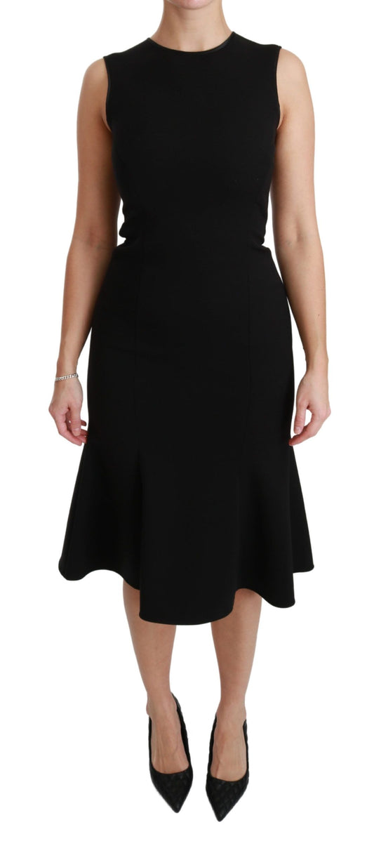 Dolce & Gabbana Elegant Black Fit Flare Wool Blend Dress Dolce & Gabbana