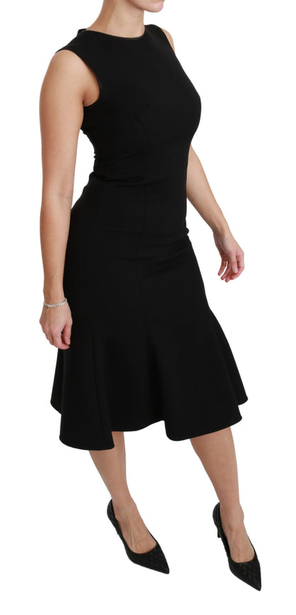 Dolce & Gabbana Elegant Black Fit Flare Wool Blend Dress Dolce & Gabbana