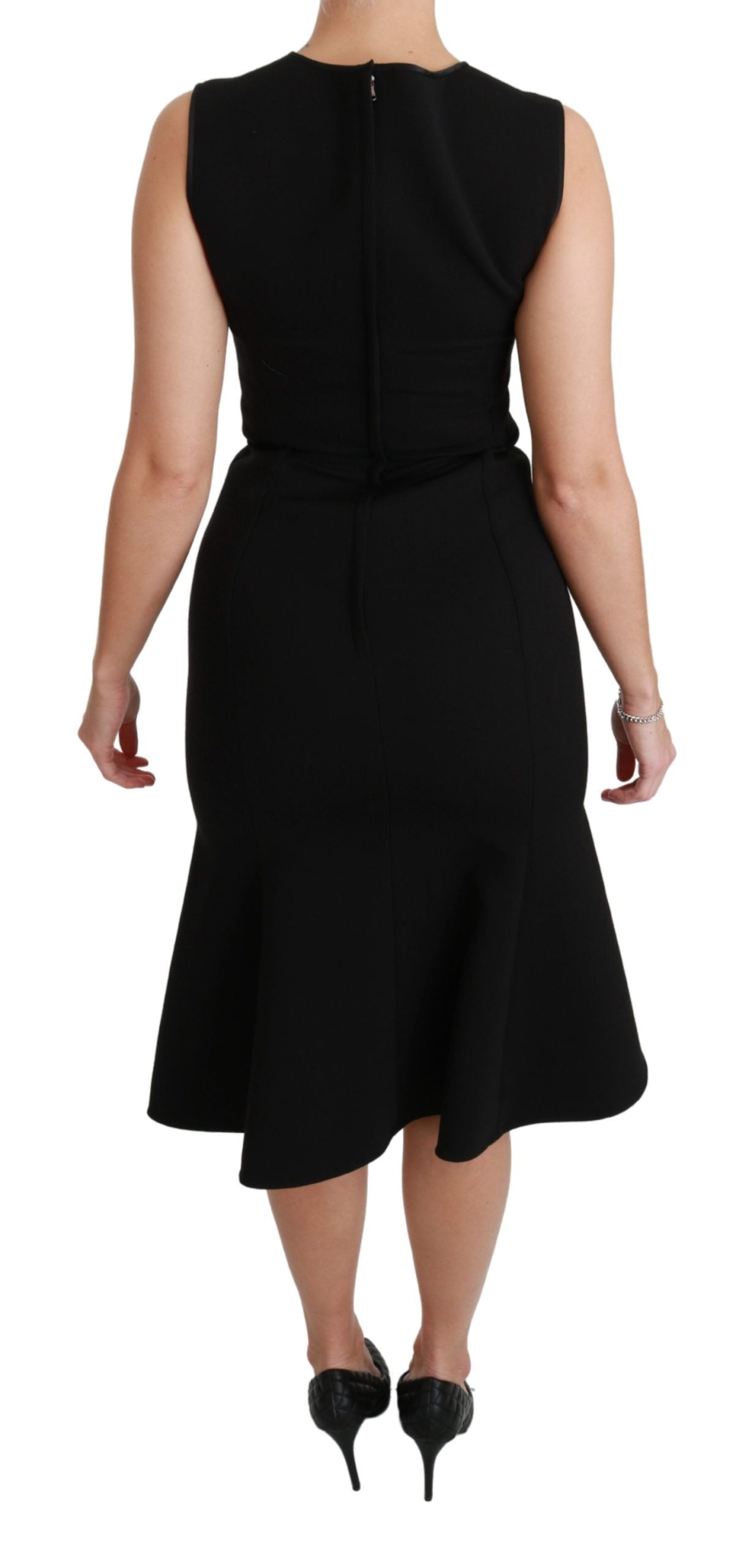 Dolce & Gabbana Elegant Black Fit Flare Wool Blend Dress Dolce & Gabbana