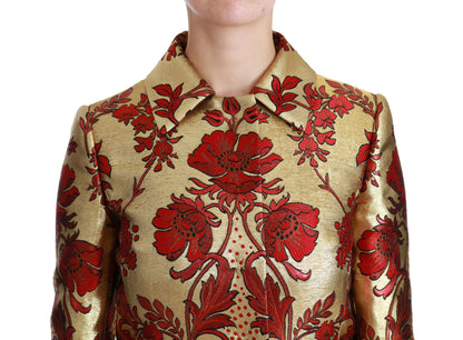 Dolce & Gabbana Elegant Gold Floral Brocade Trench Coat Dolce & Gabbana