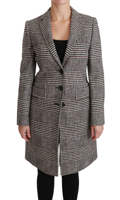 Dolce & Gabbana Elegant Multicolor Checked Knee-Length Jacket Coat Dolce & Gabbana