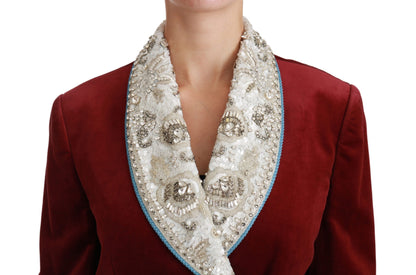 Dolce & Gabbana Opulent Red Baroque Detail Blazer Dolce & Gabbana