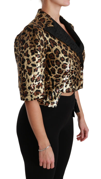 Dolce & Gabbana Gold Leopard Print Short Sleeve Blazer Dolce & Gabbana