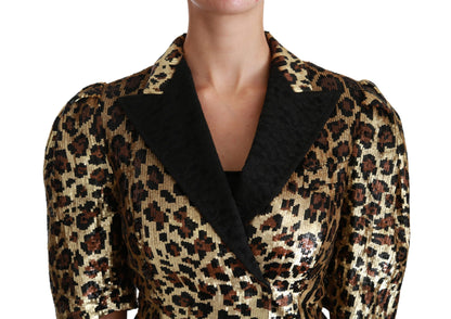 Dolce & Gabbana Gold Leopard Print Short Sleeve Blazer Dolce & Gabbana