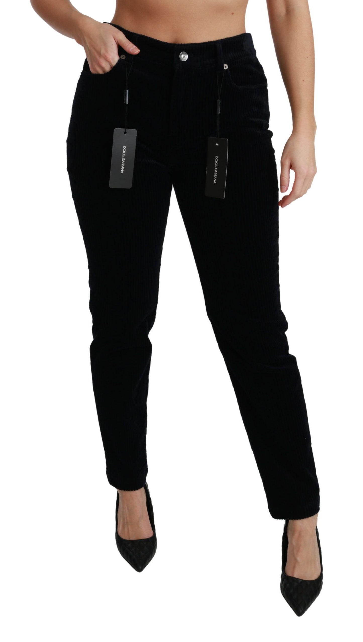 Dolce & Gabbana Chic Mid Waist Skinny Corduroy Jeans Dolce & Gabbana