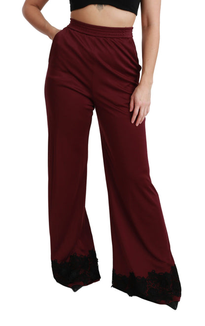 Dolce & Gabbana Elegant Maroon High Waist Wide Leg Trousers Dolce & Gabbana