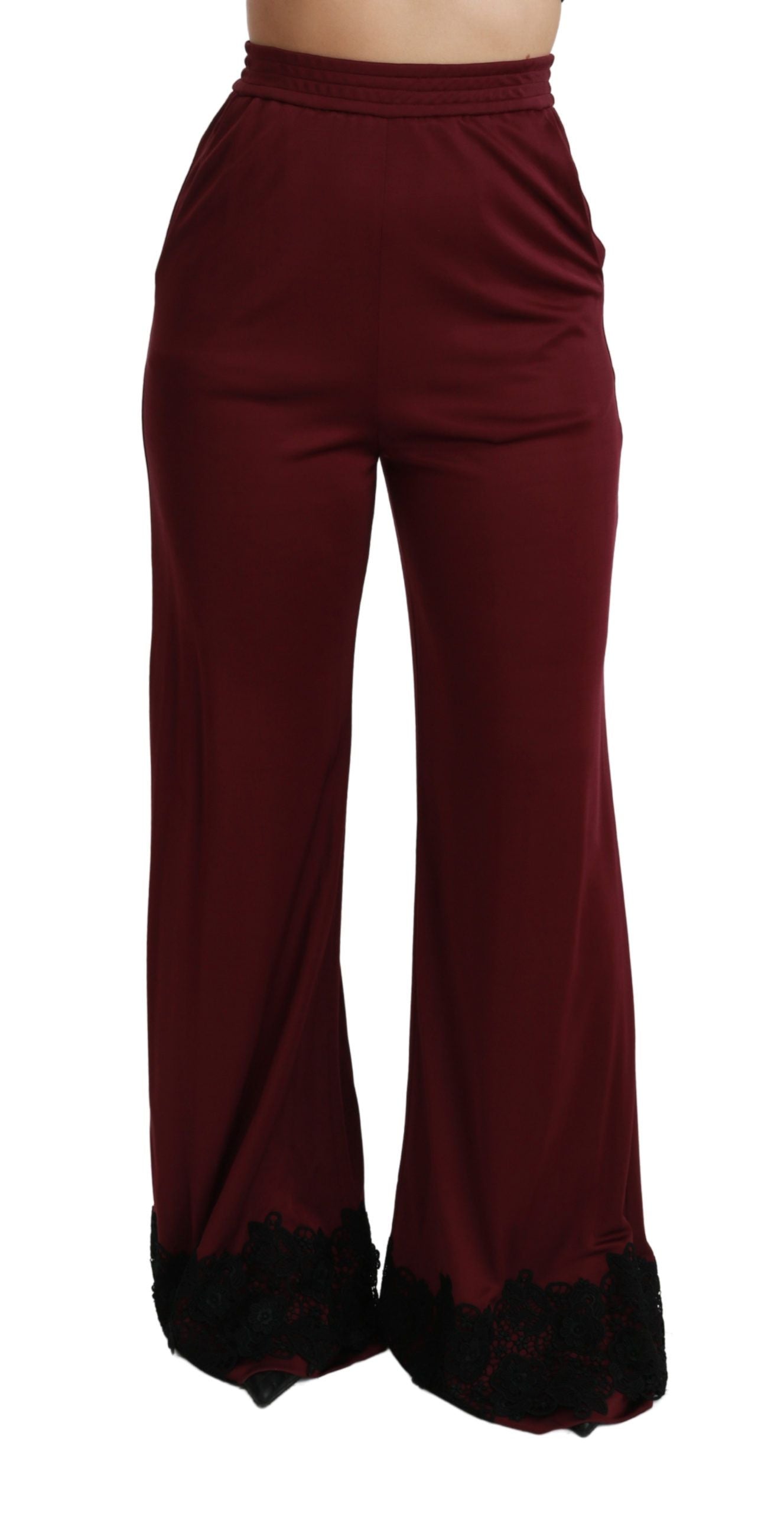 Dolce & Gabbana Elegant Maroon High Waist Wide Leg Trousers Dolce & Gabbana