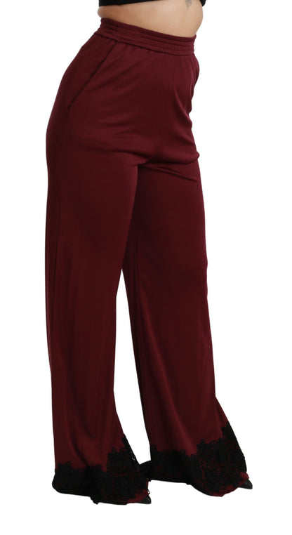 Dolce & Gabbana Elegant Maroon High Waist Wide Leg Trousers Dolce & Gabbana