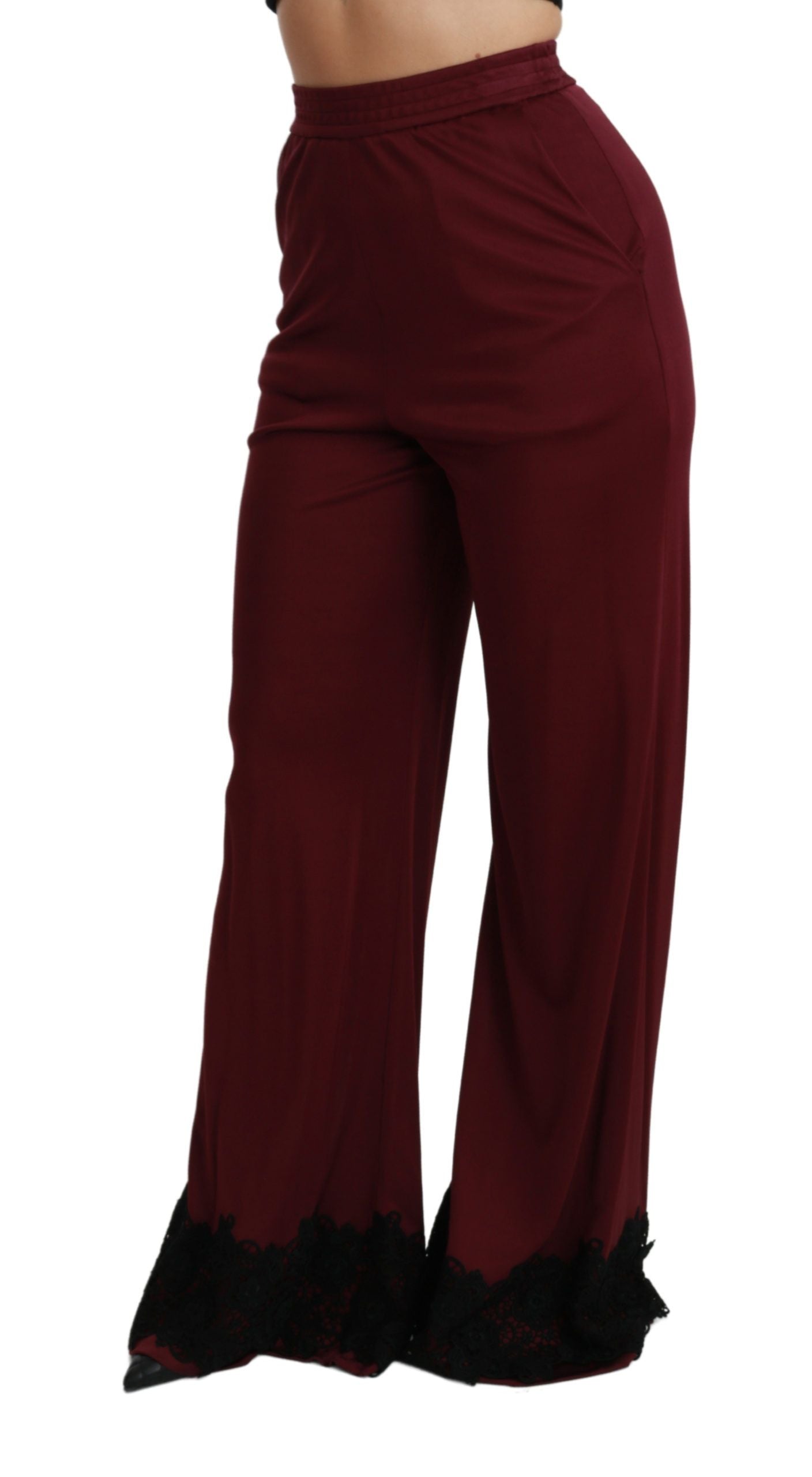 Dolce & Gabbana Elegant Maroon High Waist Wide Leg Trousers Dolce & Gabbana