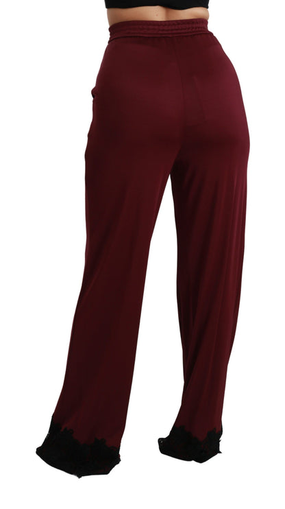 Dolce & Gabbana Elegant Maroon High Waist Wide Leg Trousers Dolce & Gabbana