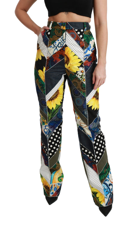 Dolce & Gabbana Elegant High Waist Multicolor Straight Pants Dolce & Gabbana