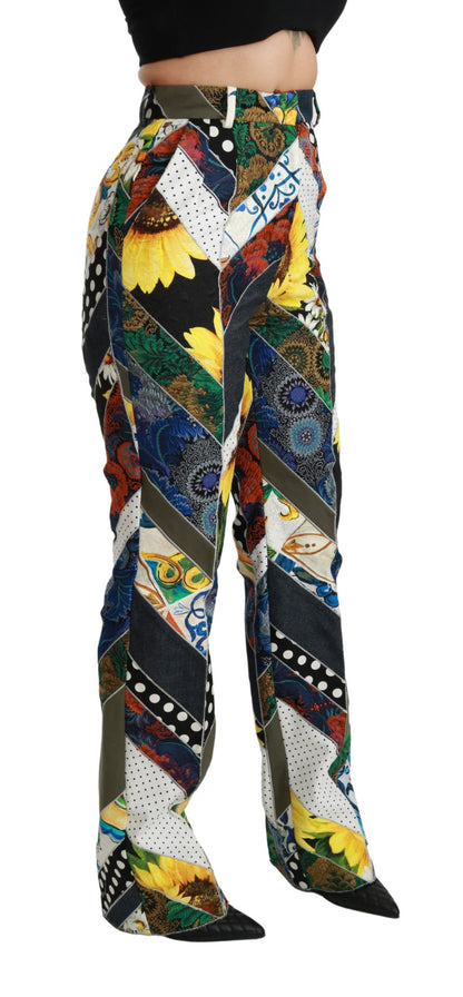 Dolce & Gabbana Elegant High Waist Multicolor Straight Pants Dolce & Gabbana