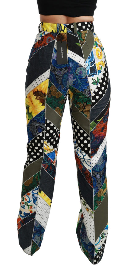 Dolce & Gabbana Elegant High Waist Multicolor Straight Pants Dolce & Gabbana