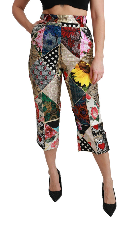 Dolce & Gabbana Elegant High Waist Cropped Silk Blend Trousers Dolce & Gabbana