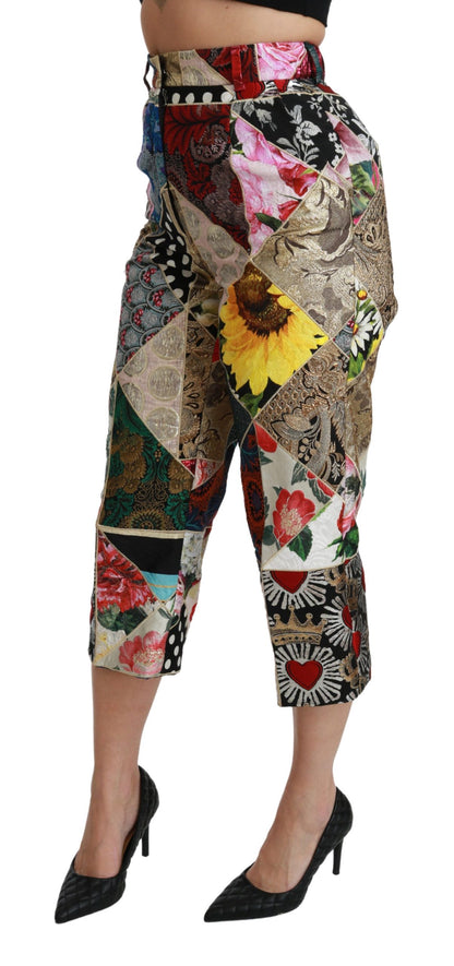 Dolce & Gabbana Elegant High Waist Cropped Silk Blend Trousers Dolce & Gabbana