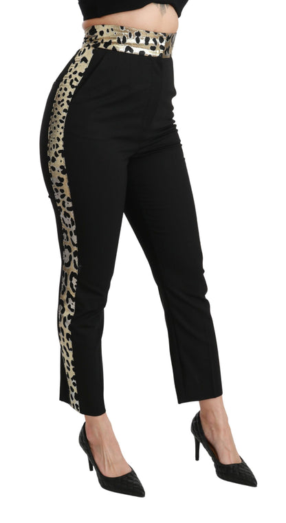 Dolce & Gabbana Gold Leopard Jacquard High Waist Pants Dolce & Gabbana