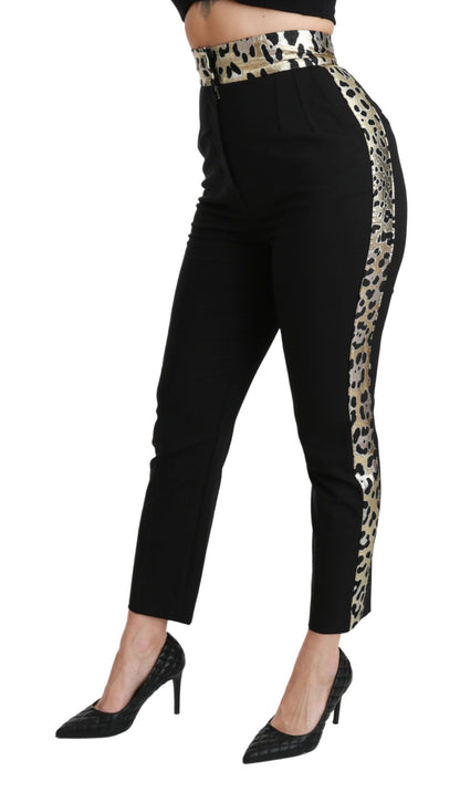 Dolce & Gabbana Gold Leopard Jacquard High Waist Pants Dolce & Gabbana