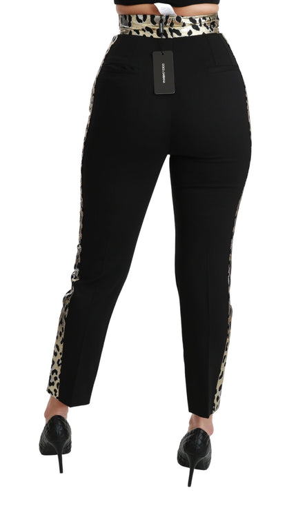 Dolce & Gabbana Gold Leopard Jacquard High Waist Pants Dolce & Gabbana