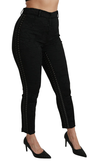 Dolce & Gabbana Elegant High Waist Skinny Black Brocade Pants Dolce & Gabbana