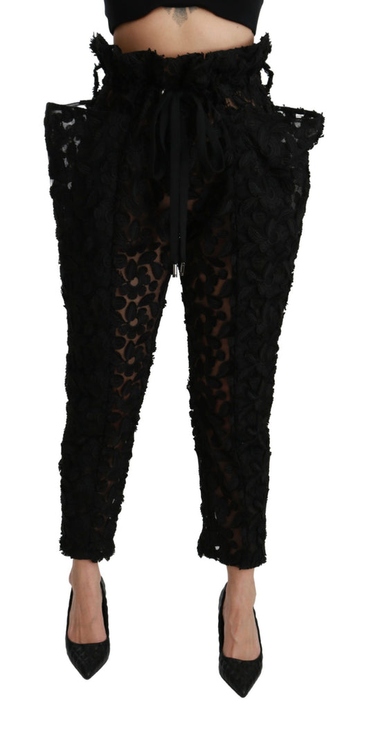 Dolce & Gabbana Chic Tapered High Waist Lace Pants Dolce & Gabbana