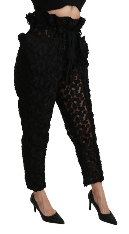 Dolce & Gabbana Chic Tapered High Waist Lace Pants Dolce & Gabbana