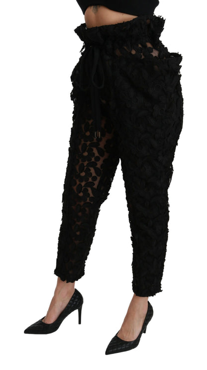 Dolce & Gabbana Chic Tapered High Waist Lace Pants Dolce & Gabbana