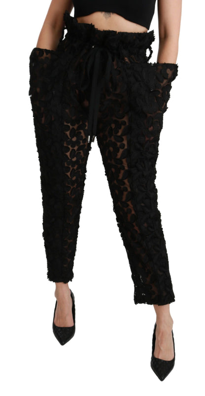 Dolce & Gabbana Chic Tapered High Waist Lace Pants Dolce & Gabbana