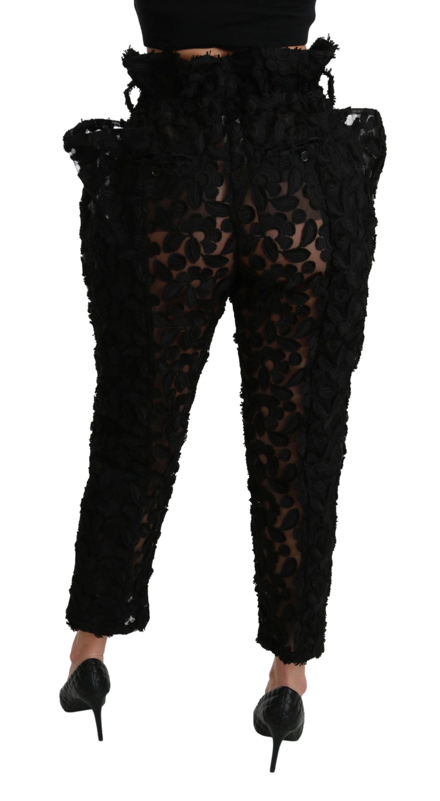 Dolce & Gabbana Chic Tapered High Waist Lace Pants Dolce & Gabbana