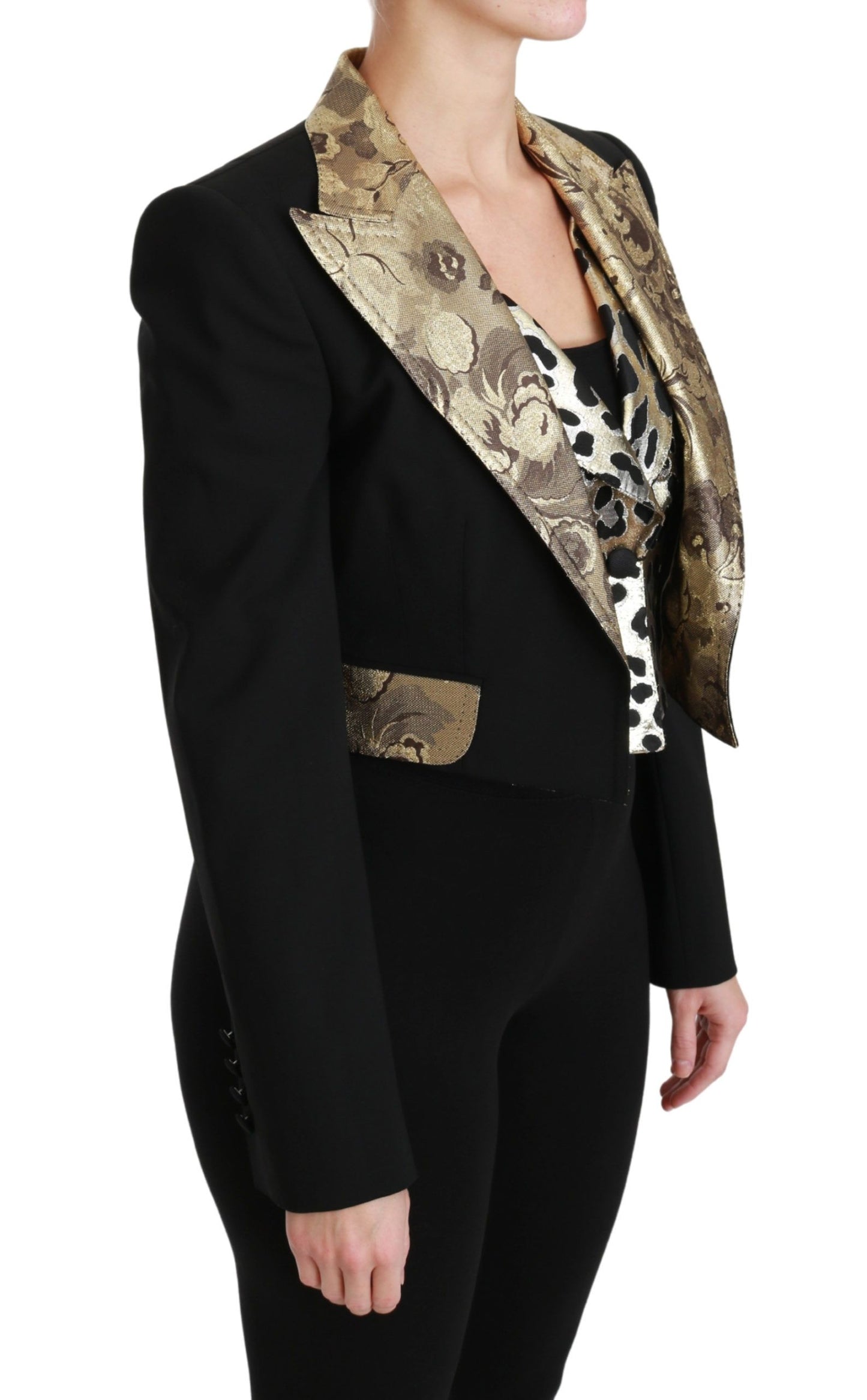 Dolce & Gabbana Opulent Black Gold Floral Jacket and Vest Ensemble Dolce & Gabbana