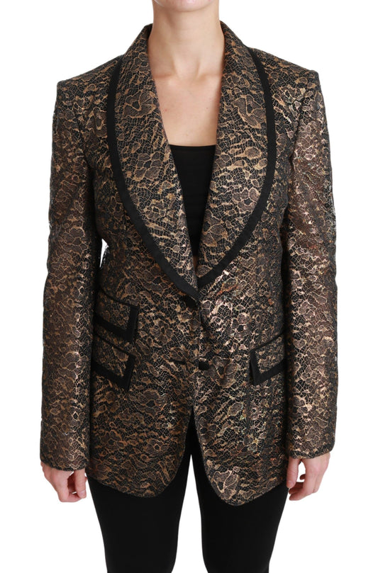 Dolce & Gabbana Elegant Gold Floral Lace Blazer Jacket Dolce & Gabbana