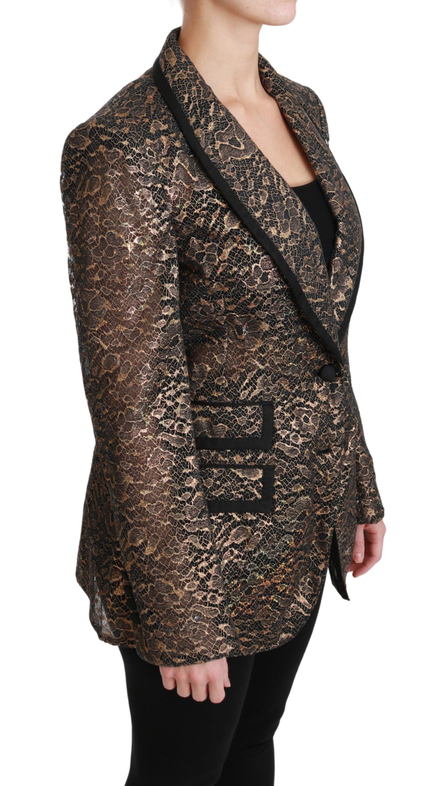 Dolce & Gabbana Elegant Gold Floral Lace Blazer Jacket Dolce & Gabbana