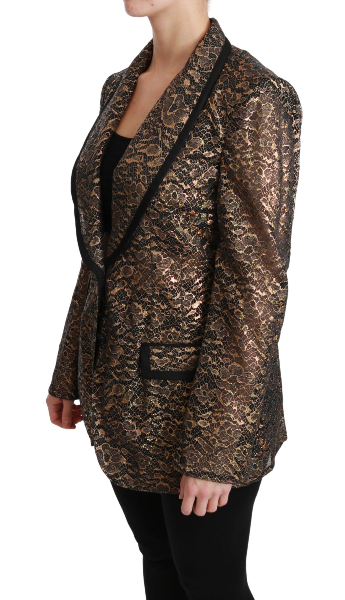 Dolce & Gabbana Elegant Gold Floral Lace Blazer Jacket Dolce & Gabbana