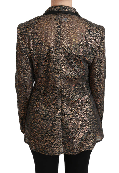 Dolce & Gabbana Elegant Gold Floral Lace Blazer Jacket Dolce & Gabbana