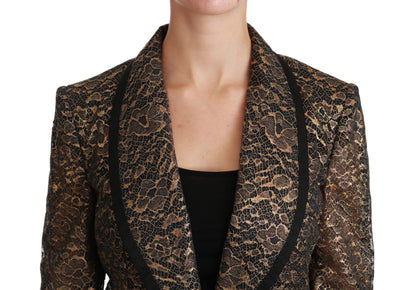 Dolce & Gabbana Elegant Gold Floral Lace Blazer Jacket Dolce & Gabbana