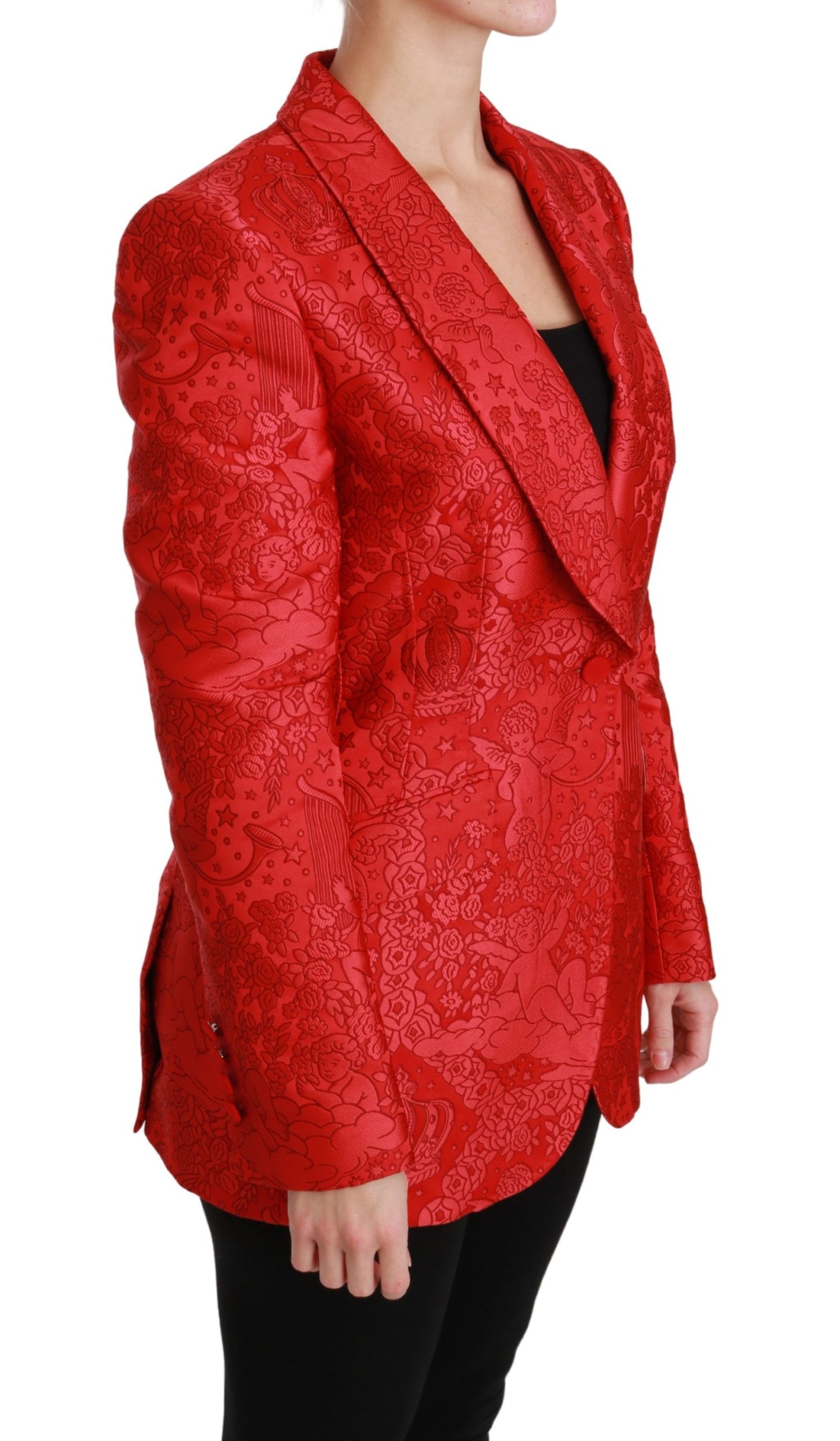 Dolce & Gabbana Red Floral Angel Pattern Blazer Dolce & Gabbana