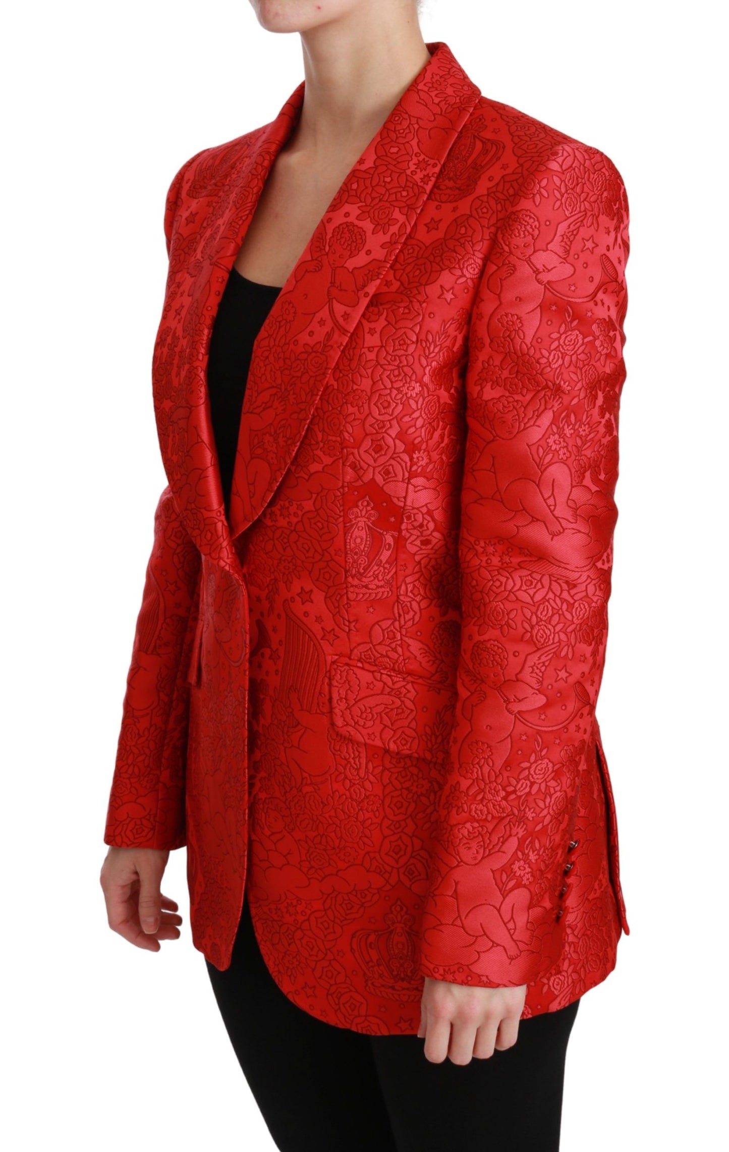 Dolce & Gabbana Red Floral Angel Pattern Blazer Dolce & Gabbana