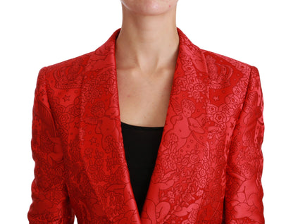 Dolce & Gabbana Red Floral Angel Pattern Blazer Dolce & Gabbana